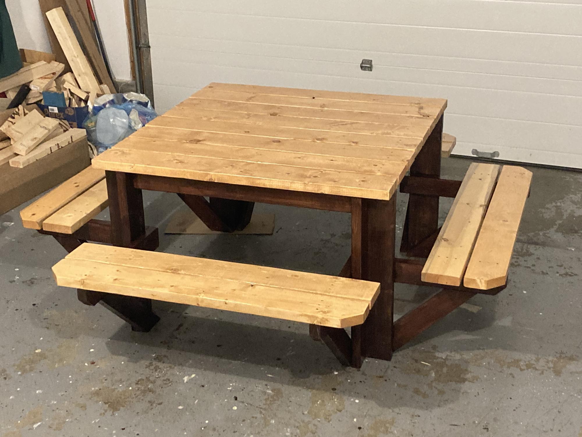 Square bench deals table